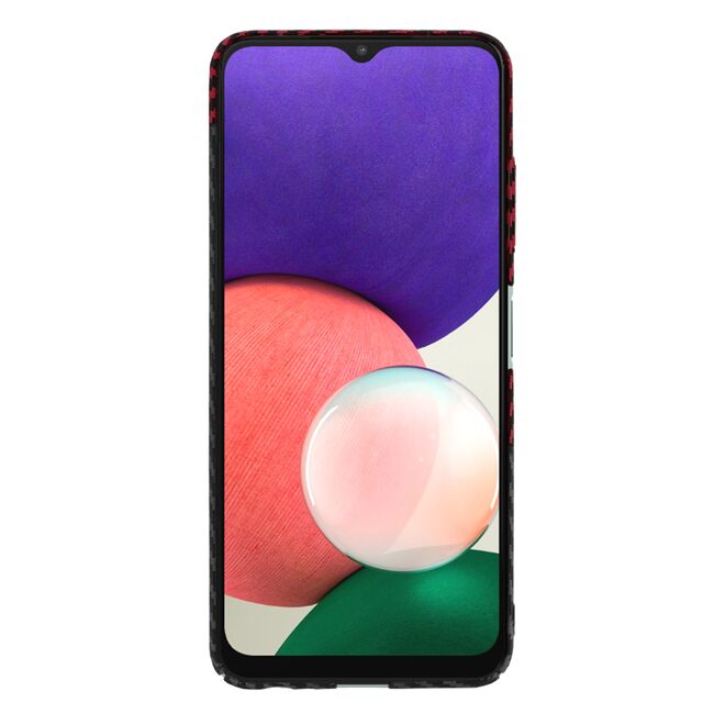 Husa pentru  Samsung Galaxy A22 5G CarbonFiber UltraSlim, Lightweight, rosu negru