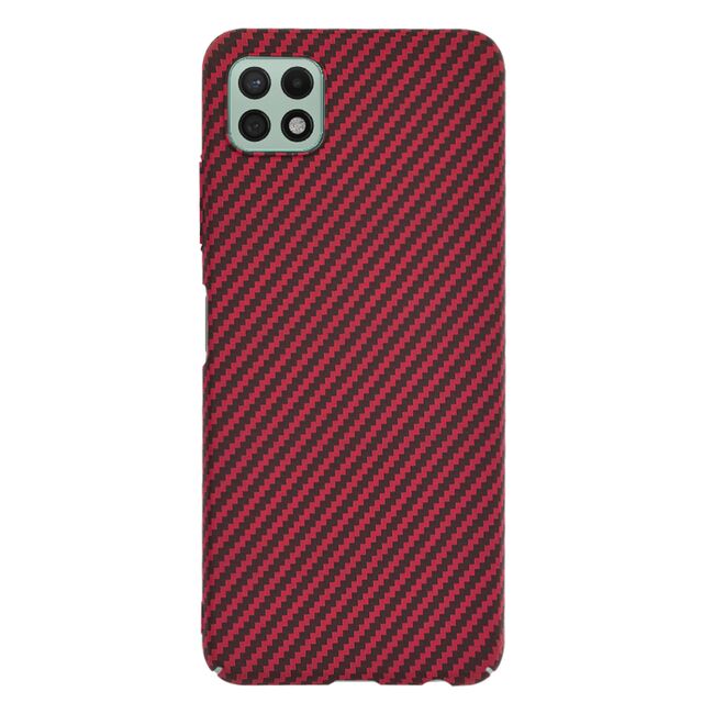 Husa pentru  Samsung Galaxy A22 5G CarbonFiber UltraSlim, Lightweight, rosu