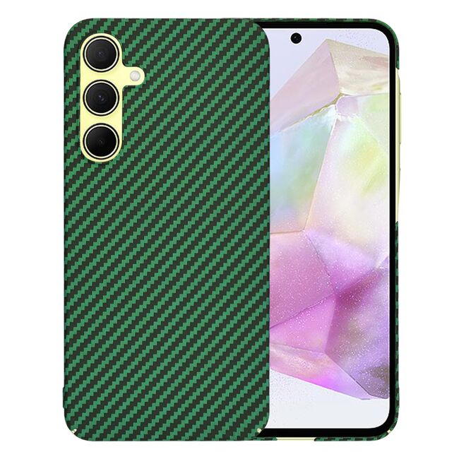 Husa pentru  Samsung Galaxy A35 CarbonFiber UltraSlim, Lightweight, verde
