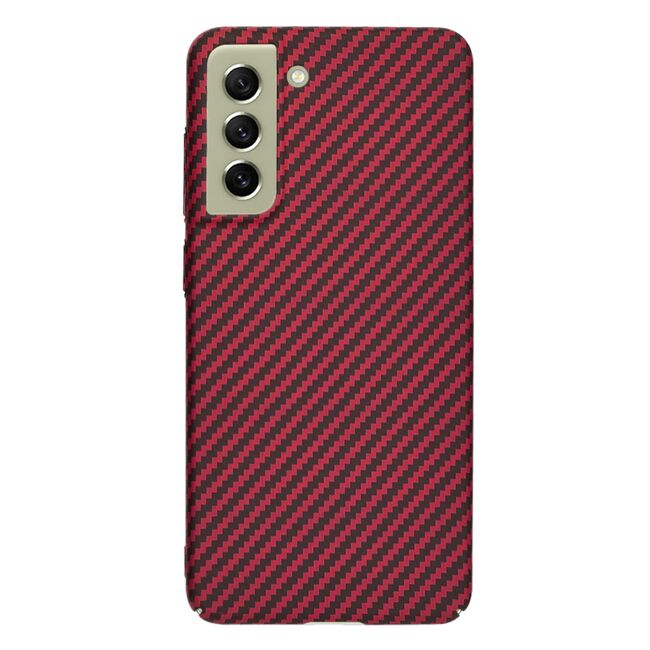 Husa pentru  Samsung Galaxy S21 FE CarbonFiber UltraSlim, Lightweight, rosu