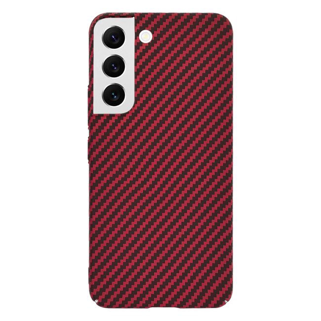 Husa pentru  Samsung Galaxy S22 5G CarbonFiber UltraSlim, Lightweight, rosu
