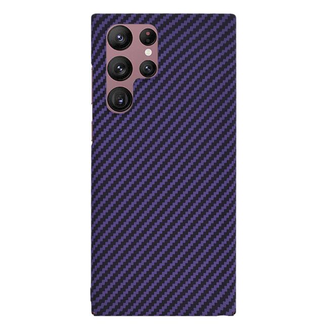Husa pentru  Samsung Galaxy S22 Ultra 5G CarbonFiber UltraSlim, Lightweight, mov