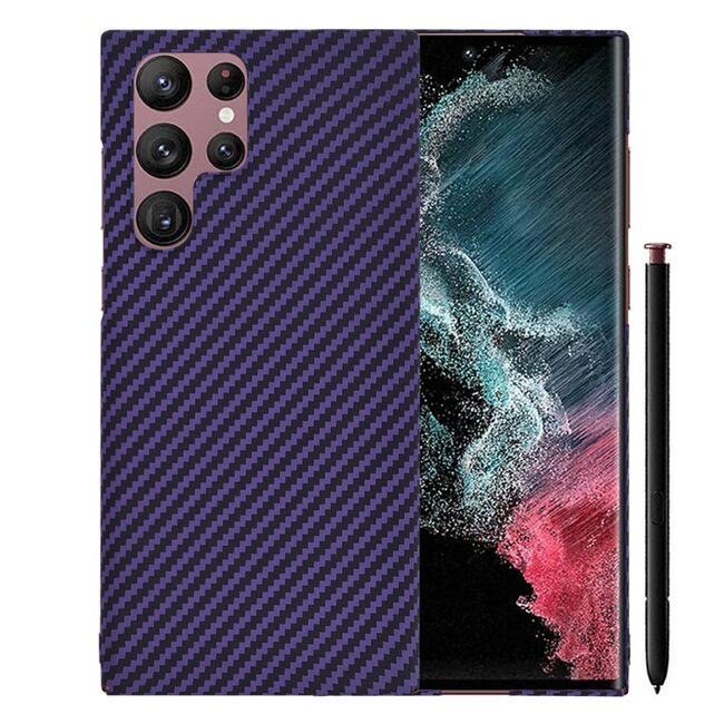 Husa pentru  Samsung Galaxy S22 Ultra 5G CarbonFiber UltraSlim, Lightweight, mov