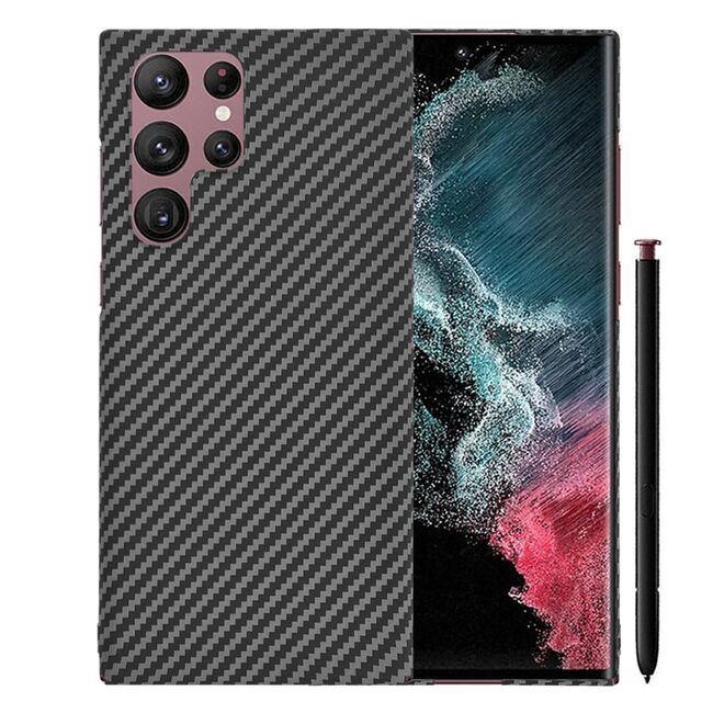Husa pentru  Samsung Galaxy S22 Ultra 5G CarbonFiber UltraSlim, Lightweight, negru