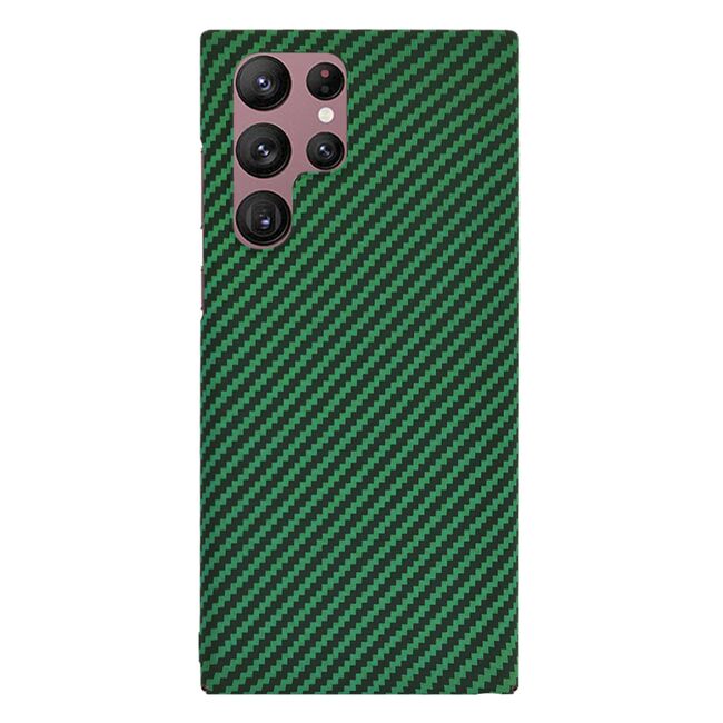 Husa pentru  Samsung Galaxy S22 Ultra 5G CarbonFiber UltraSlim, Lightweight, verde