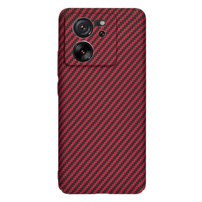 Husa pentru  Xiaomi 13T, 13T Pro CarbonFiber UltraSlim, Lightweight, rosu