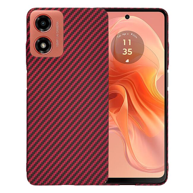 Husa pentru Motorola Moto G04 / G24 / G24 Power, Moto E14 CarbonFiber UltraSlim, Lightweight, rosu