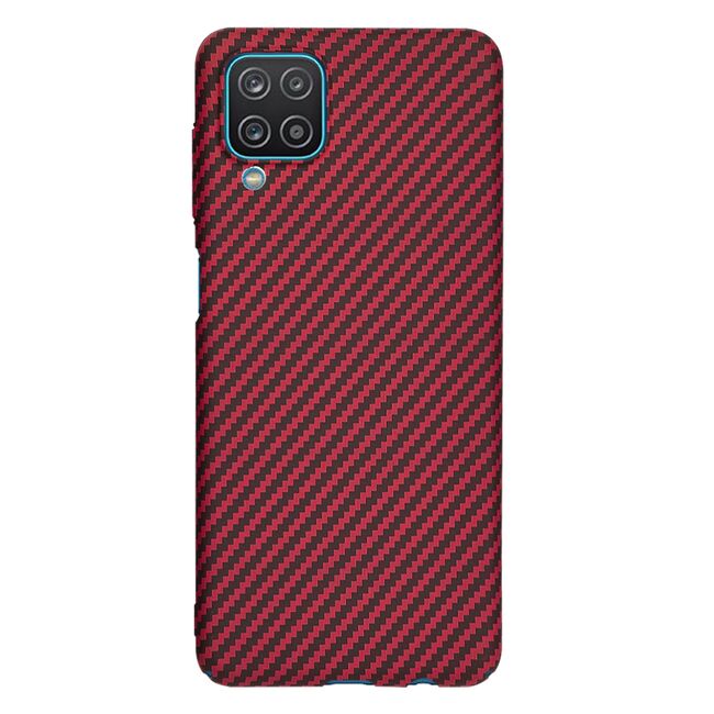 Husa pentru Samsung Galaxy A12 CarbonFiber UltraSlim, Lightweight, rosu