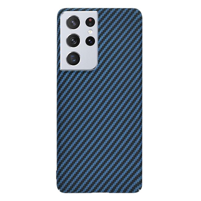Husa pentru Samsung Galaxy S21 Ultra CarbonFiber UltraSlim, Lightweight, albastru