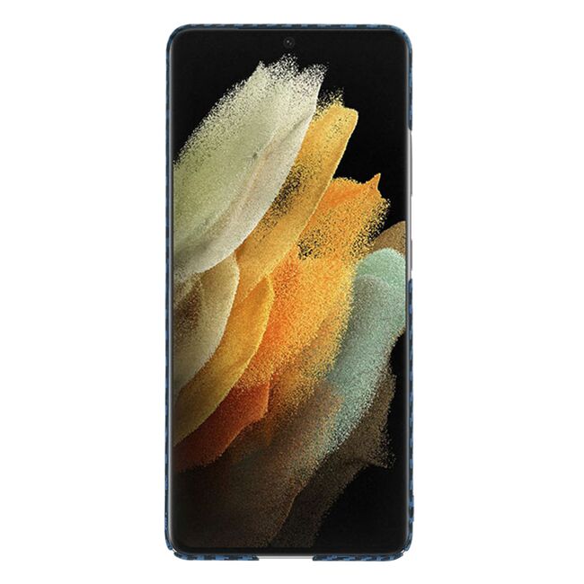 Husa pentru Samsung Galaxy S21 Ultra CarbonFiber UltraSlim, Lightweight, albastru