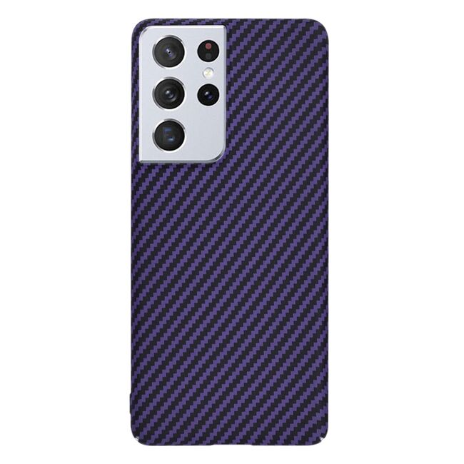 Husa pentru Samsung Galaxy S21 Ultra CarbonFiber UltraSlim, Lightweight, mov