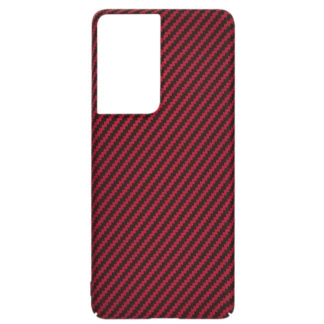 Husa pentru Samsung Galaxy S21 Ultra CarbonFiber UltraSlim, Lightweight, rosu