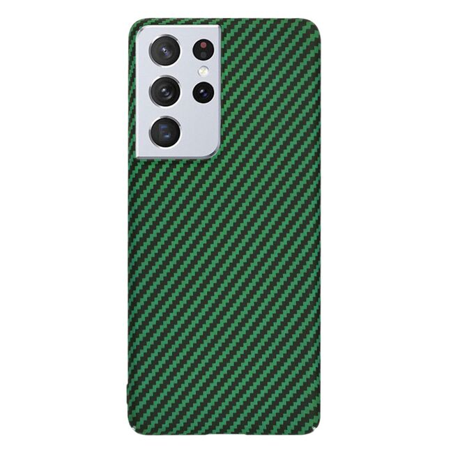 Husa pentru Samsung Galaxy S21 Ultra CarbonFiber UltraSlim, Lightweight, verde