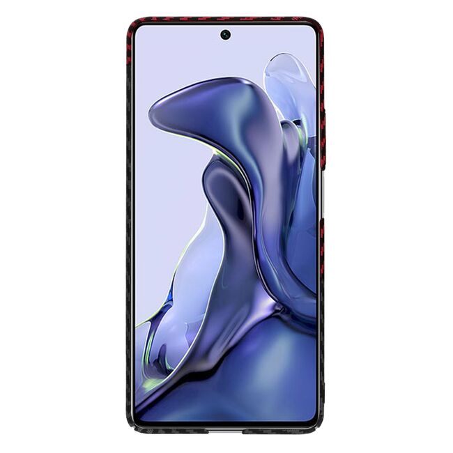 Husa pentru Xiaomi 11T 5G, 11T PRO 5G  CarbonFiber UltraSlim, Lightweight, rosu negru
