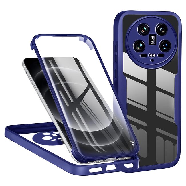 Pachet 360: Husa cu folie integrata pentru  Xiaomi 14 Ultra Cover360 fata / spate - albastru