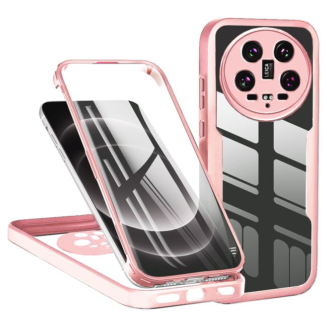 Pachet 360: Husa cu folie integrata pentru  Xiaomi 14 Ultra Cover360 fata / spate - roz
