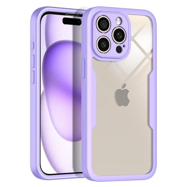 Pachet 360: Husa cu folie integrata pentru  iPhone 16 Pro Max Cover360 fata / spate - mov