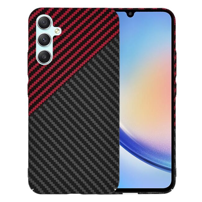 Husa pentru  Samsung Galaxy A34 5G CarbonFiber UltraSlim, Lightweight, rosu negru