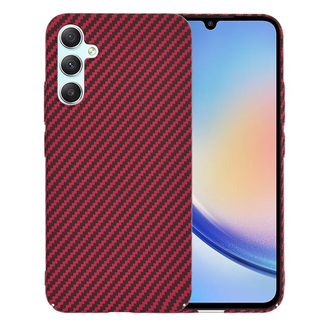 Husa pentru  Samsung Galaxy A34 5G CarbonFiber UltraSlim, Lightweight, rosu