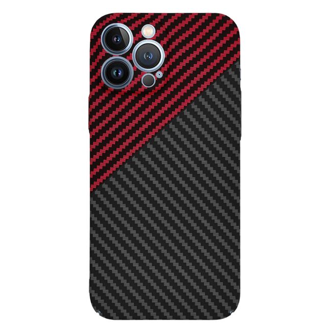 Husa pentru  iPhone 13 Pro Max CarbonFiber UltraSlim, Lightweight, rosu negru