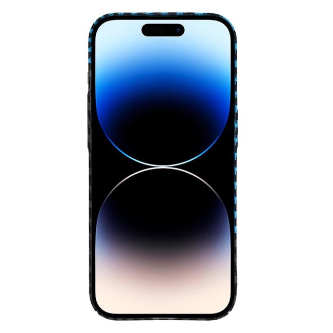 Husa pentru  iPhone 14 Pro  CarbonFiber UltraSlim, Lightweight, albastru negru