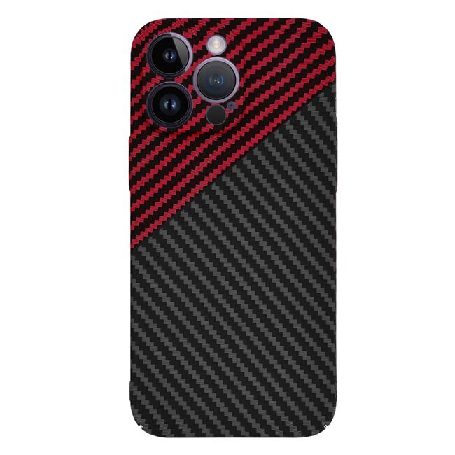 Husa pentru  iPhone 14 Pro Max CarbonFiber UltraSlim, Lightweight, rosu negru