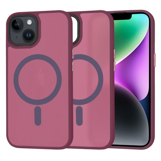 Husa pentru  iPhone 14 cu MagSafe, Ghost Series, frosted - bordeaux