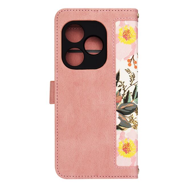 Husa tip carte pentru   Realme GT 6 / GT 6T, functie stand si port carduri, roz