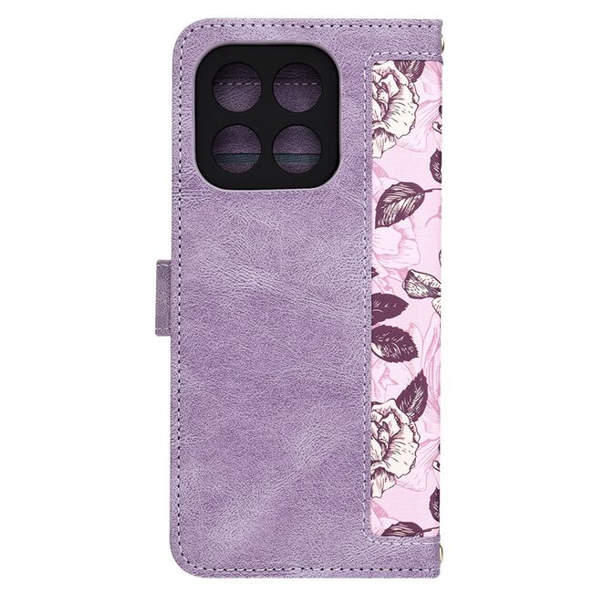 Husa tip carte pentru  Honor X6b, functie stand si port carduri, mov