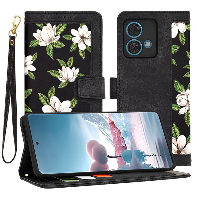 Husa tip carte pentru  Motorola Edge 40 NEO, functie stand si port carduri, negru