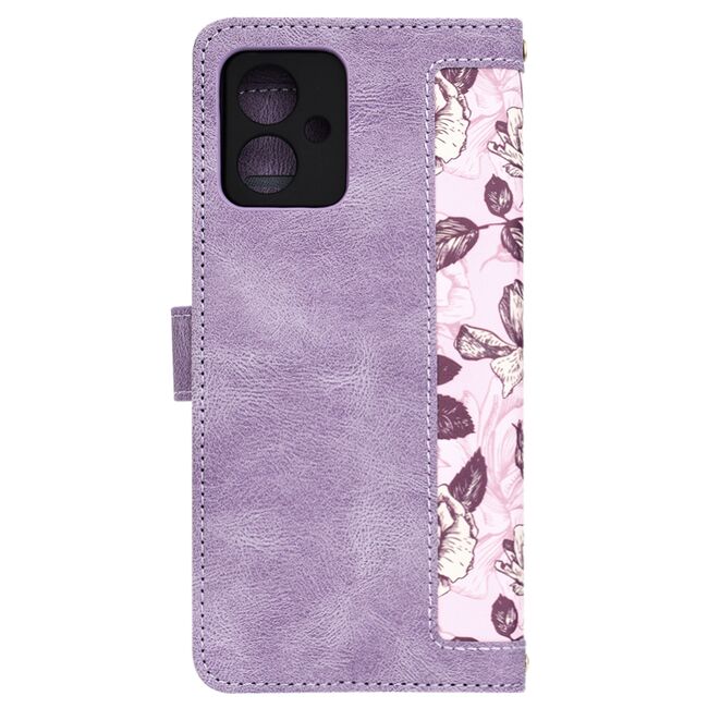 Husa tip carte pentru  Motorola Moto G54, G54 Power Edition, functie stand si port carduri, mov