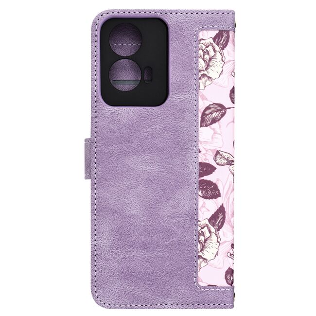 Husa tip carte pentru  Motorola Moto G85, functie stand si port carduri, mov