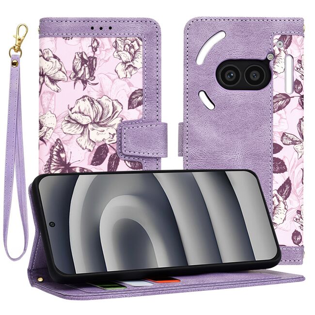 Husa tip carte pentru  Nothing Phone (2a), (2a) Plus, functie stand si port carduri, mov