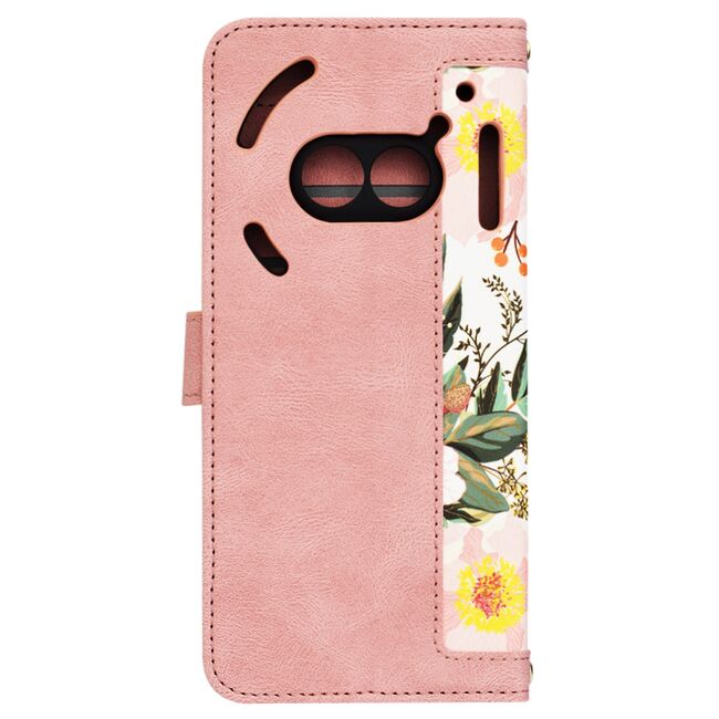 Husa tip carte pentru  Nothing Phone (2a), (2a) Plus, functie stand si port carduri, roz