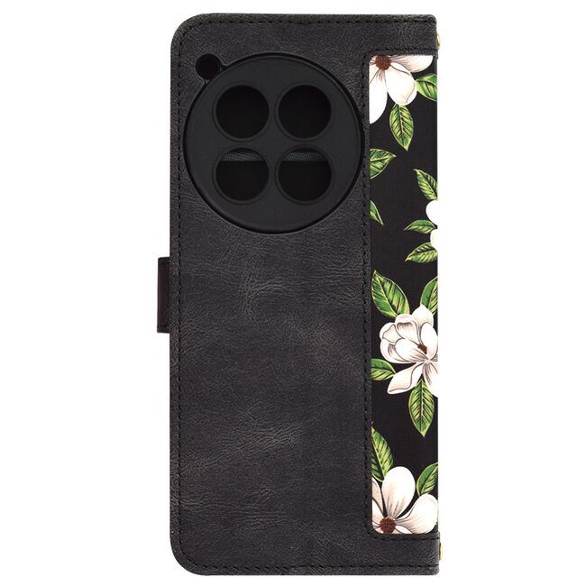 Husa tip carte pentru  OnePlus 12, functie stand si port carduri, negru