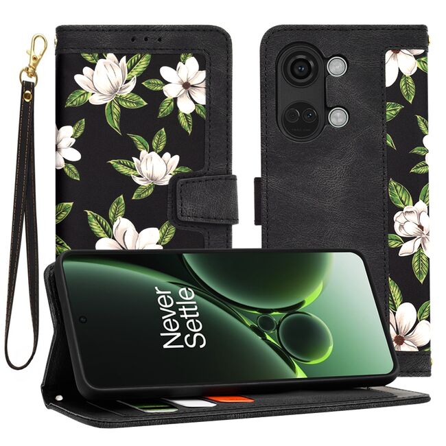 Husa tip carte pentru  OnePlus Nord 3, functie stand si port carduri, negru
