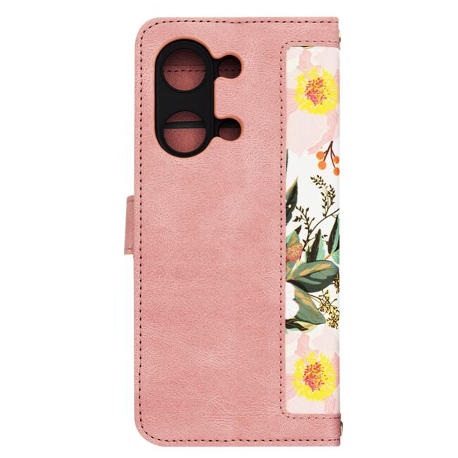 Husa tip carte pentru  OnePlus Nord 3, functie stand si port carduri, roz
