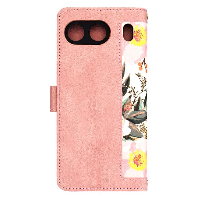 Husa tip carte pentru  OnePlus Nord 4, functie stand si port carduri, roz