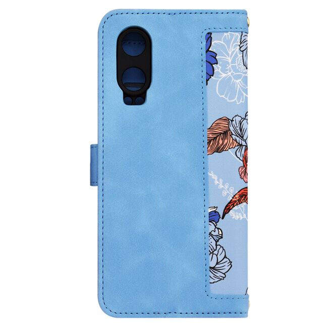 Husa tip carte pentru  OnePlus Nord CE4 Lite, functie stand si port carduri, albastru