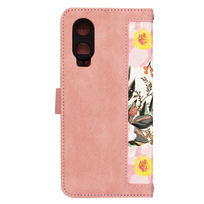 Husa tip carte pentru  OnePlus Nord CE4 Lite, functie stand si port carduri, roz