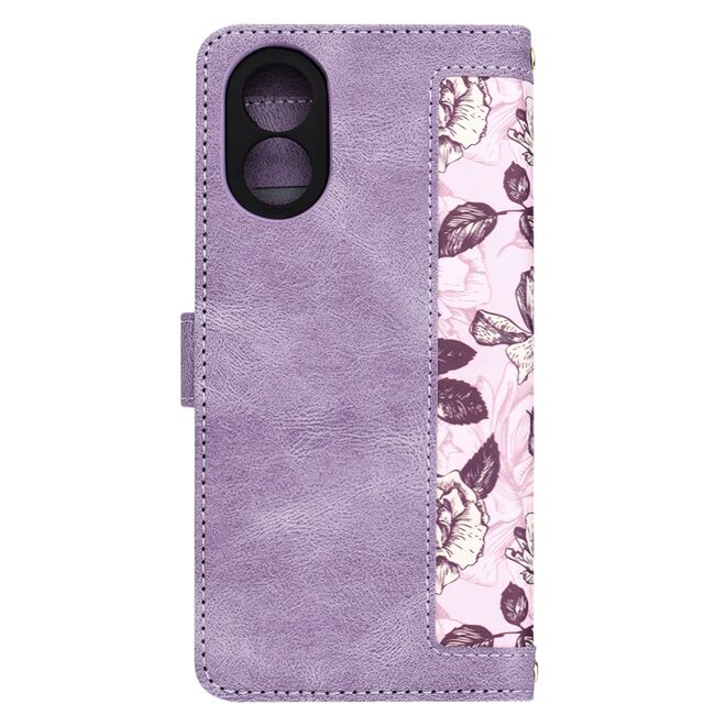 Husa tip carte pentru  Oppo A18, A38, functie stand si port carduri, mov