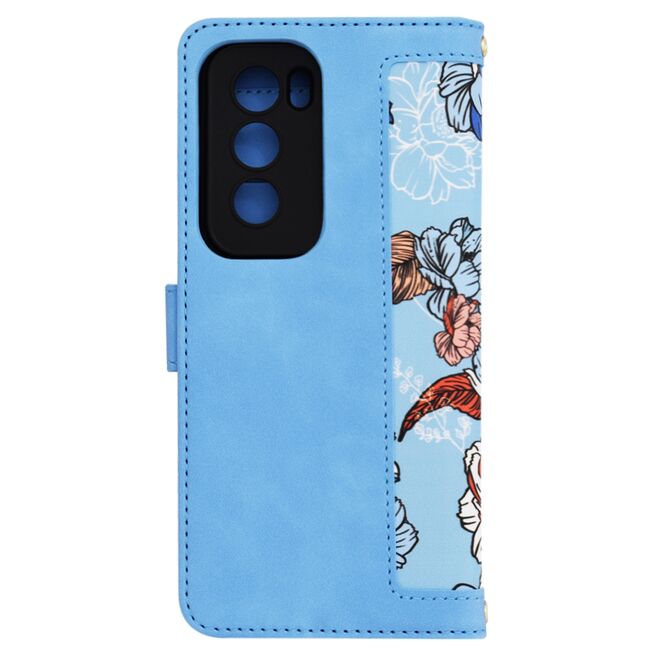 Husa tip carte pentru  Oppo Reno 12, functie stand si port carduri, albastru