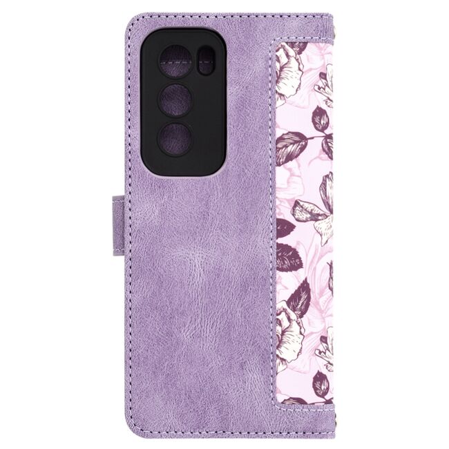 Husa tip carte pentru  Oppo Reno 12 Pro, functie stand si port carduri, mov