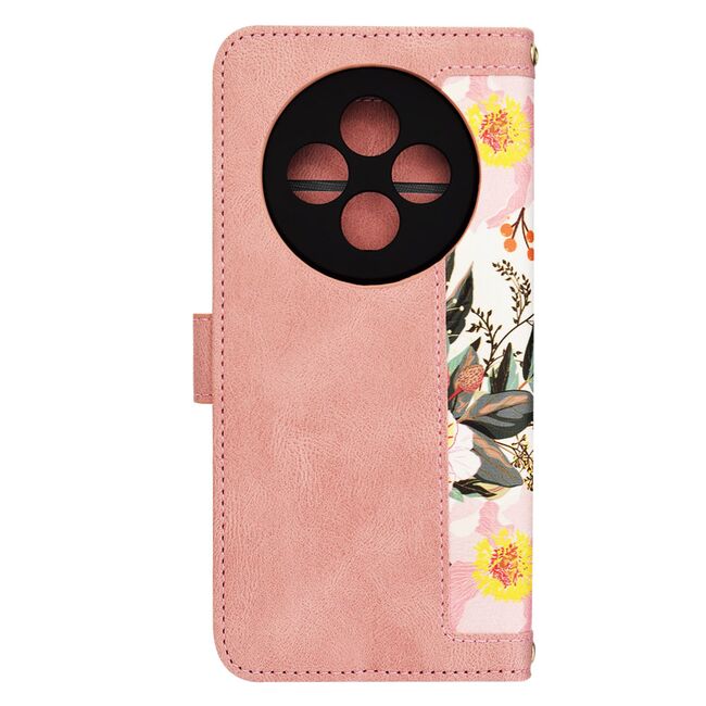 Husa tip carte pentru  Oppo Reno 12F, 12FS, functie stand si port carduri, roz
