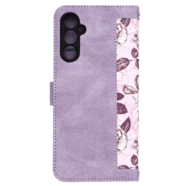 Husa tip carte pentru  Samsung Galaxy A05s, functie stand si port carduri, mov