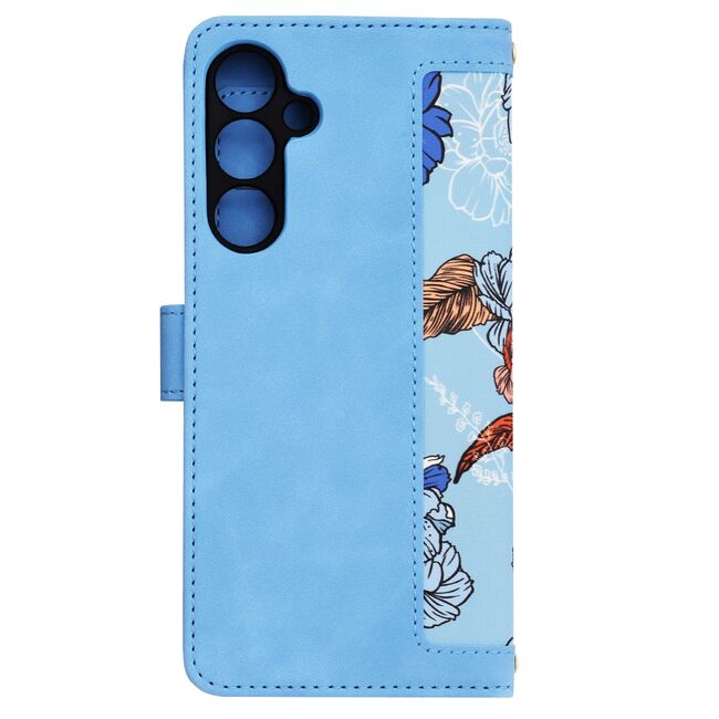 Husa tip carte pentru  Samsung Galaxy A35, functie stand si port carduri, albastru