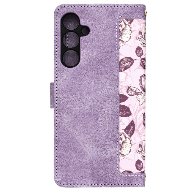 Husa tip carte pentru  Samsung Galaxy A35, functie stand si port carduri, mov