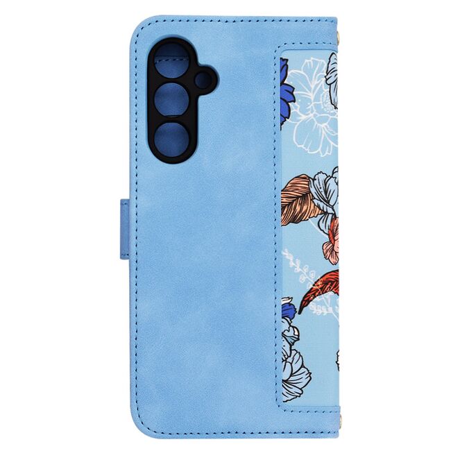 Husa tip carte pentru  Samsung Galaxy A54 5G, functie stand si port carduri, albastru