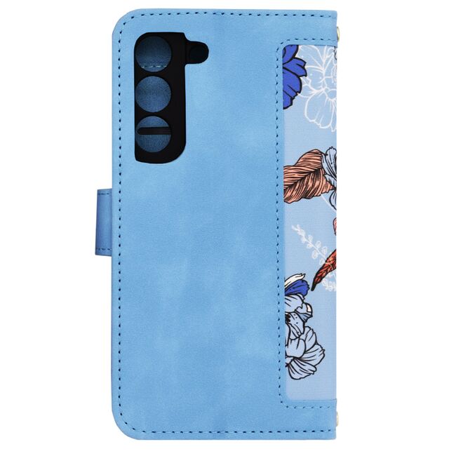 Husa tip carte pentru  Samsung Galaxy S22 5G, functie stand si port carduri, albastru