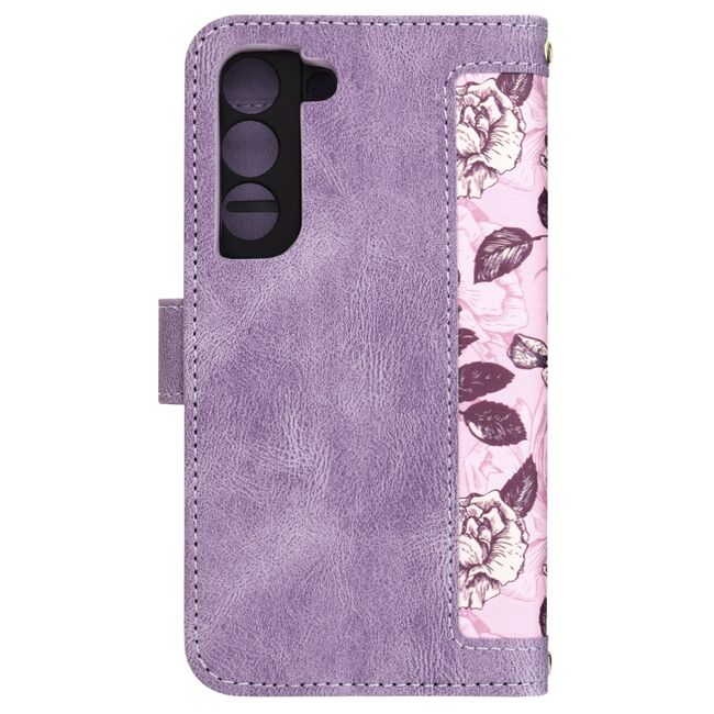 Husa tip carte pentru  Samsung Galaxy S22 5G, functie stand si port carduri, mov